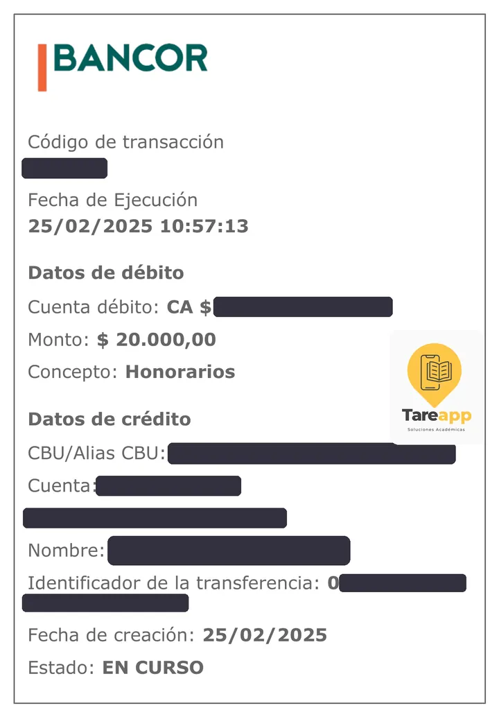 Comprobante de pago de $20.000 a Tareapp, febrero 2025