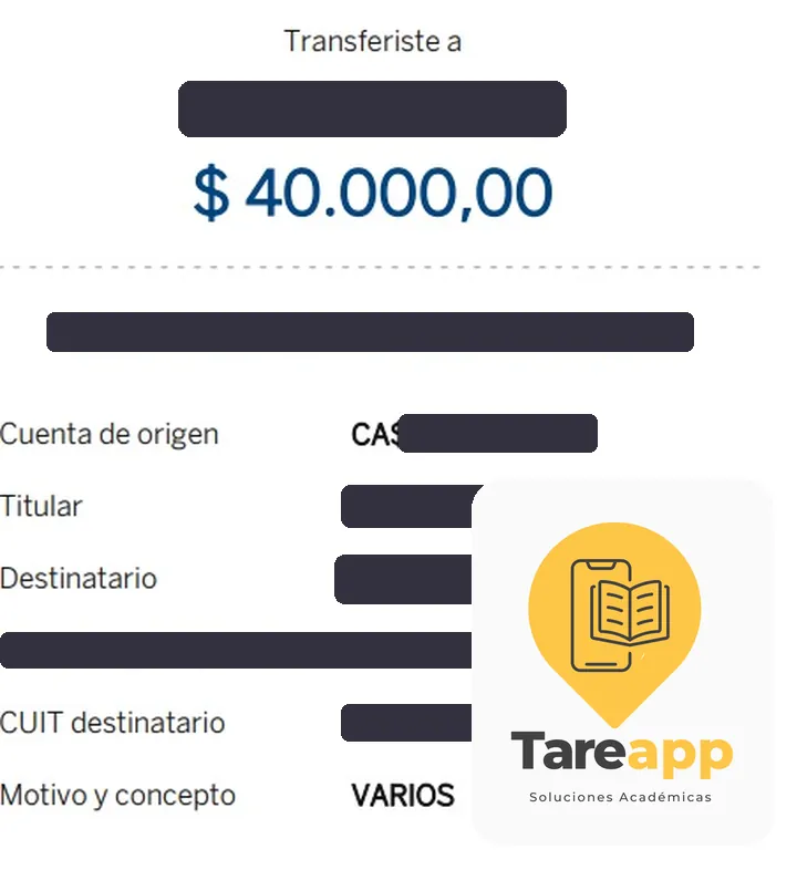 Comprobante de pago de $40.000 a Tareapp, julio 2025