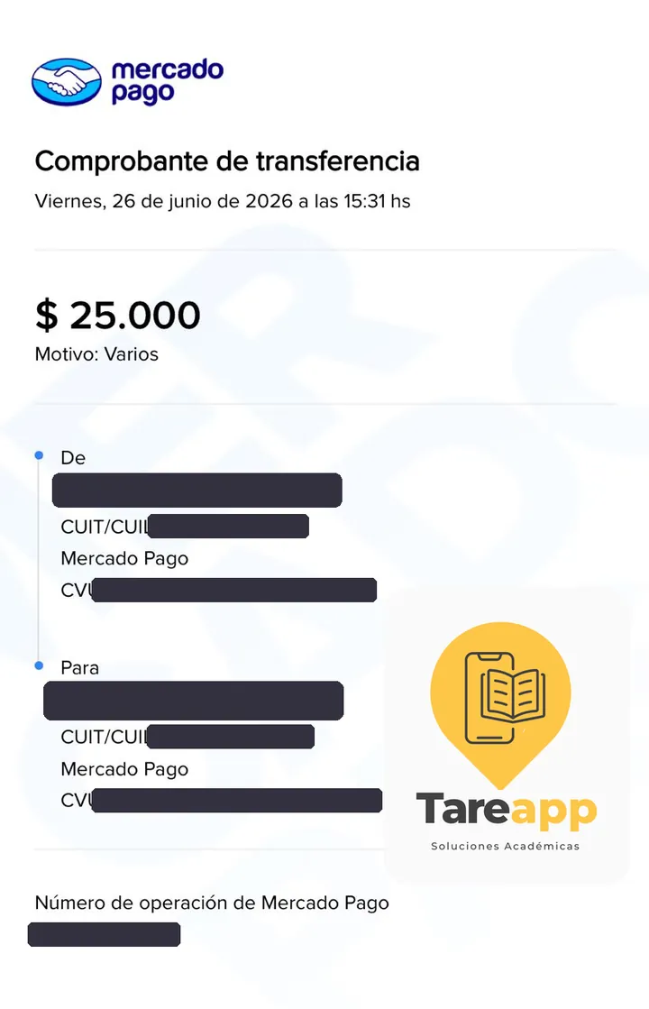 Comprobante de pago de $25.000 a Tareapp, junio 2026