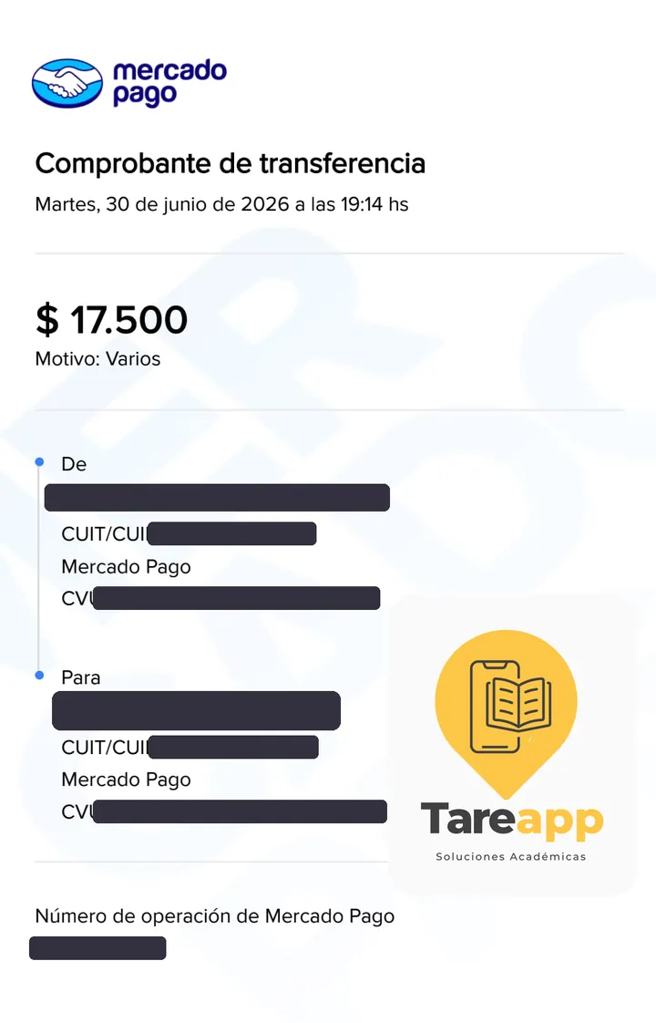 Comprobante de pago de $17.500 a Tareapp, junio 2026