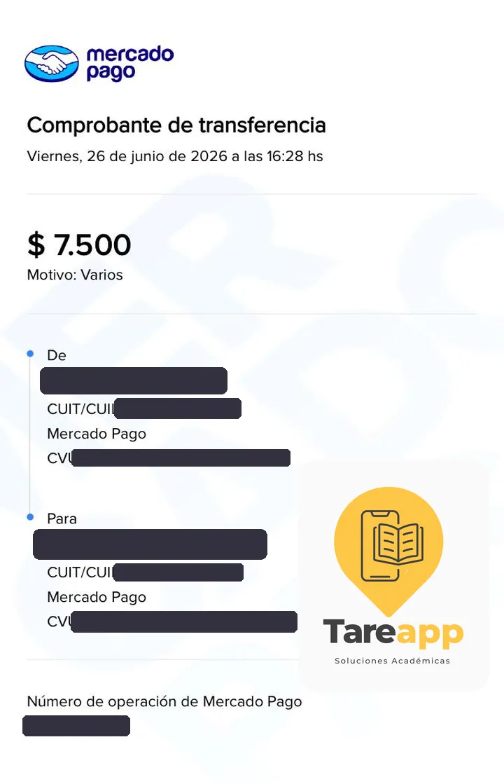 Comprobante de pago de $7.500 a Tareapp, junio 2026