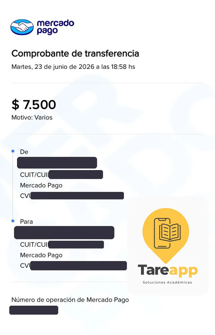 Comprobante de pago de $7.500 a Tareapp, junio 2026