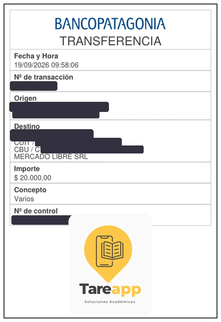 Comprobante de pago de $20.000 a Tareapp, septiembre 2026